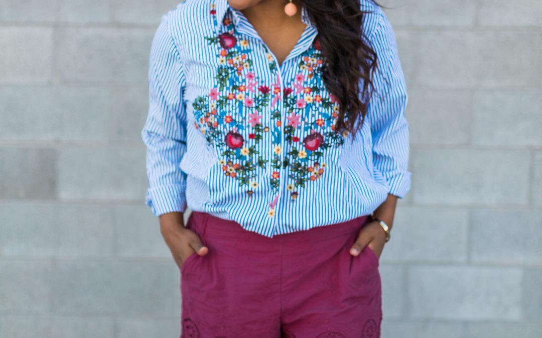 Floral Embroidery and Stripes