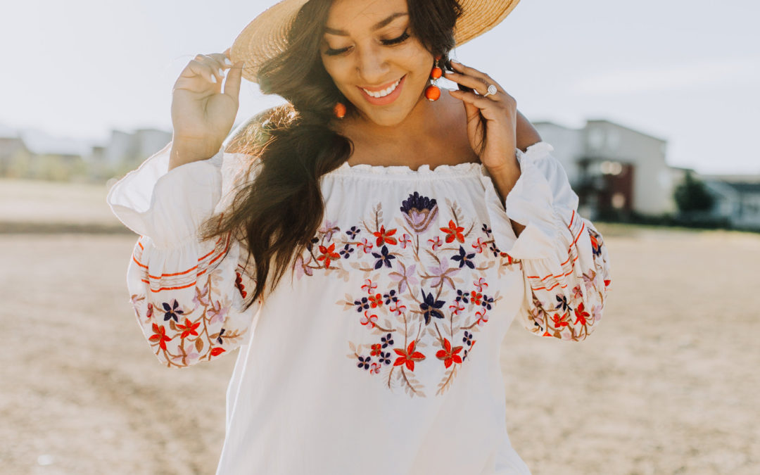 Free People Off-The-Shoulder Embroidered Dress